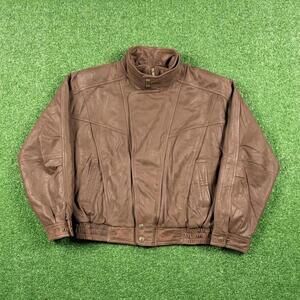 Vintage 90s Leather Limited brown leather bomber jacket